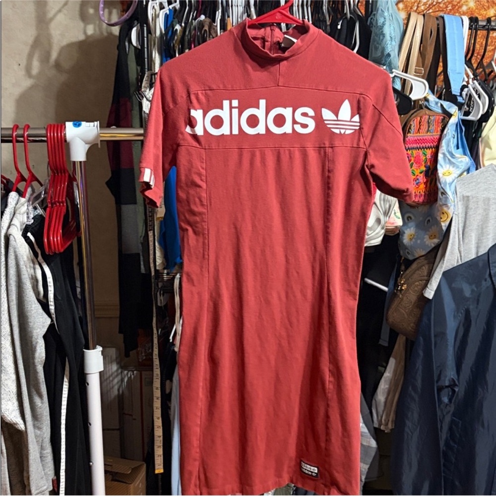 ❤️ Adidas Originals Logo T-Shirt Dress | Brick Red | Size Large ❤️